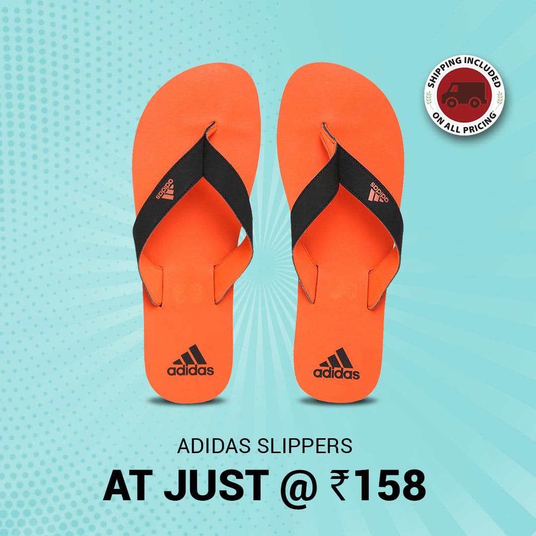 Adidas Men’s Black Flip Flops at Rs. 158 after discounts